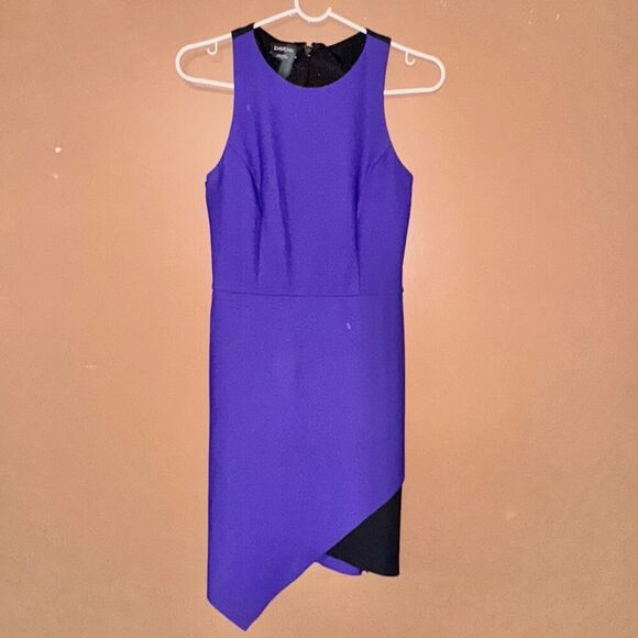 Bebe Purple Black Asymmetrical Hem Dress - Size Small - Picture 5 of 8